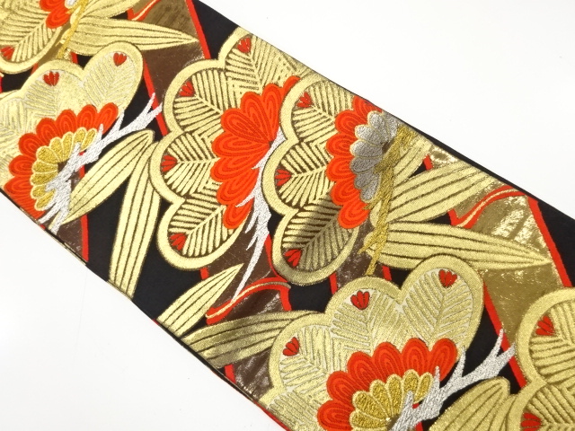 JAPANESE KIMONO / ANTIQUE FUKURO OBI / SILK / WOVEN PINE